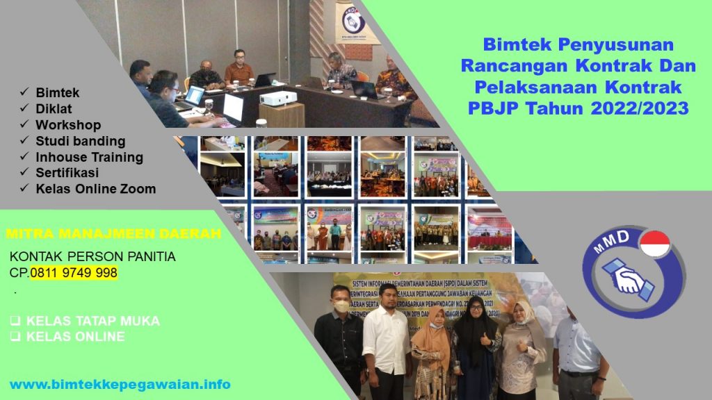 Info Bimtek Penyusunan Rancangan Kontrak Dan Pelaksanaan Kontrak PBJP Tahun 2022/2023