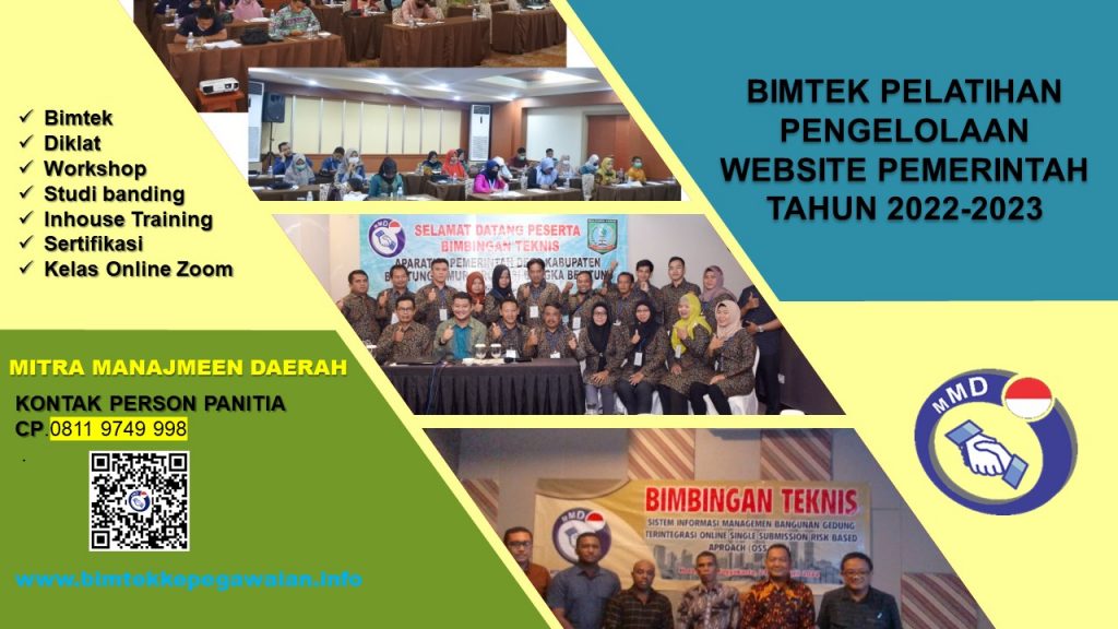 BIMTEK PELATIHAN PENGELOLAAN WEBSITE PEMERINTAH TAHUN 2022-2023