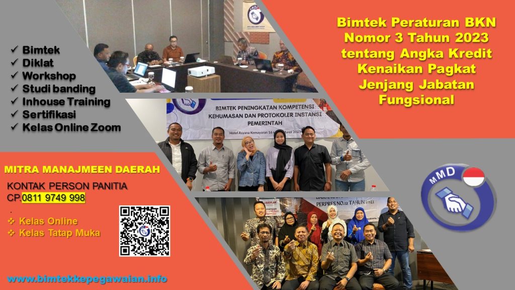 Bimtek Peraturan BKN Nomor 3 Tahun 2023 tentang Angka Kredit Kenaikan Pagkat Jenjang Jabatan Fungsional