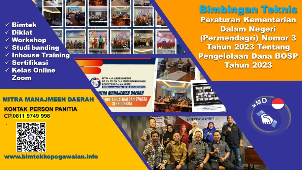 Bimbingan Teknis Peraturan Kementerian Dalam Negeri (Permendagri) Nomor 3 Tahun 2023 Tentang Pengelolaan Dana BOSP Tahun 2023